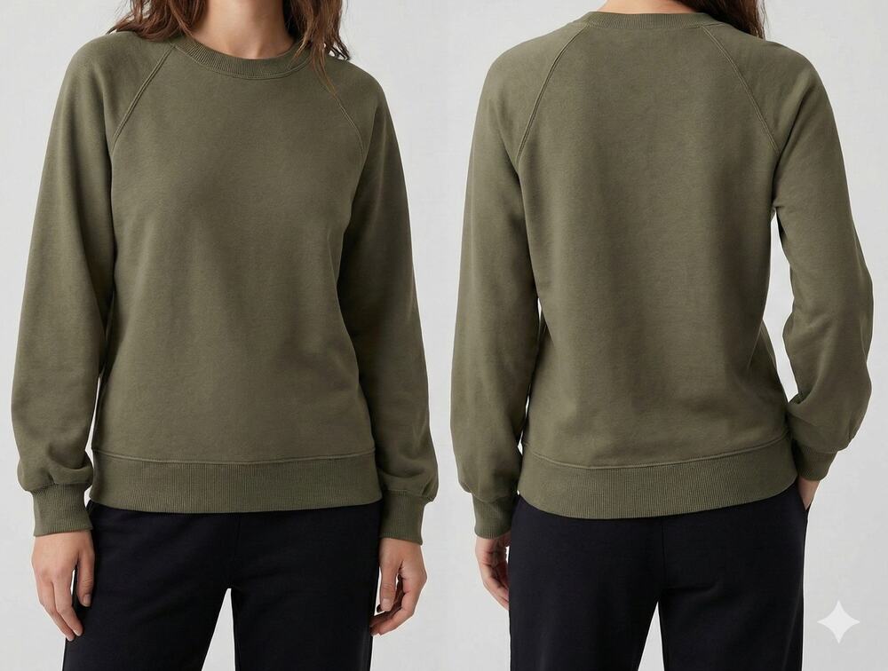 Banana Republic Factory Womens Small Sweatshirt Olive Green Cotton Blend